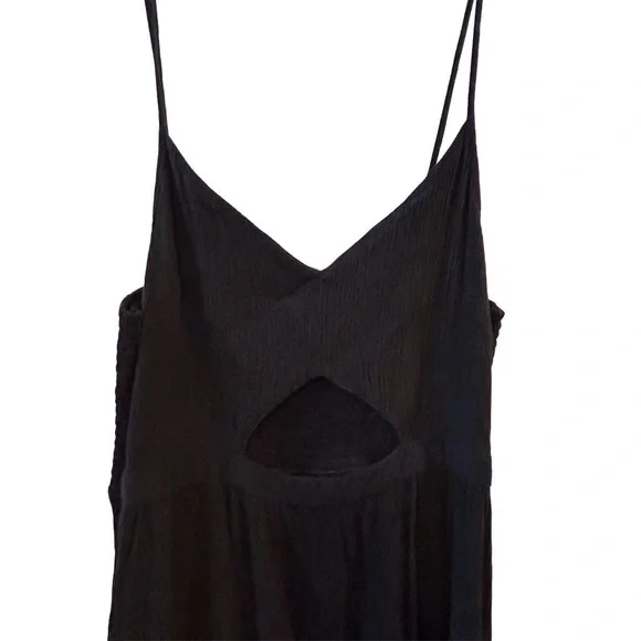 Aerie Women's Black V-Neck Maxi Dress w/ Front Cut-Out Detail Size Large - Picture 13 of 14